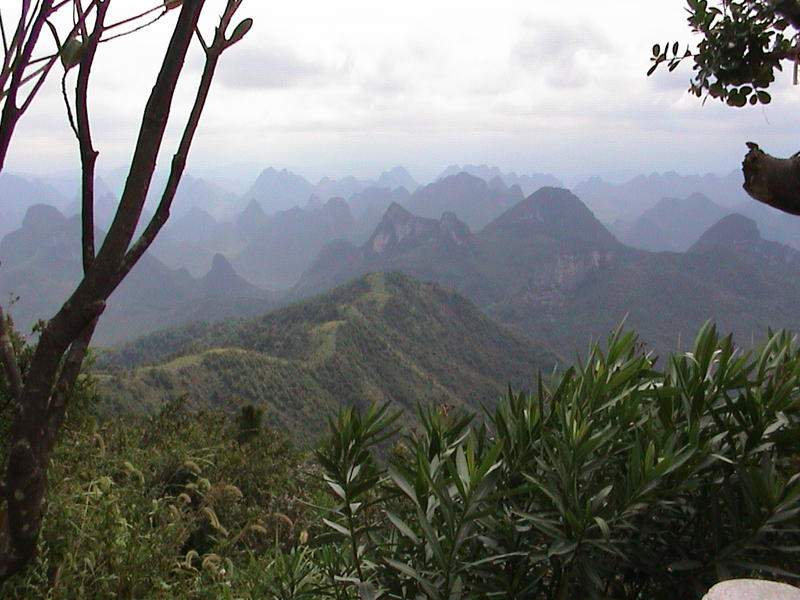 <p>View from the cable car station at Yaoshan, near Guilin, China</p>