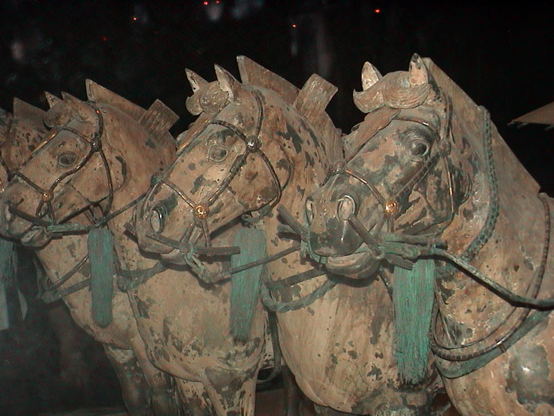 Bronze horses buried with the terracotta army near Xian, China