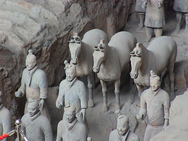 A few of the terracotta warriors unearthed near Xian, China