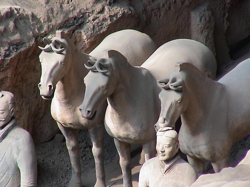 Soldiers and horses of the terracotta army near Xian, China