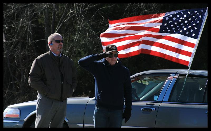 <p>I and another patriotic citizen paying homage to our local fallen hero killed in Afghanistan.</p>