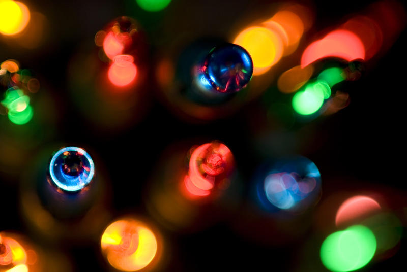 close up on colourful christmas lights