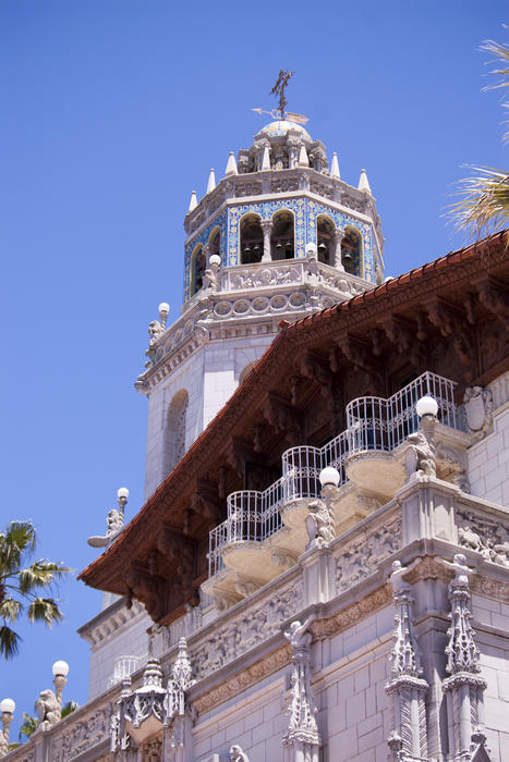 Editorial Use Only: exterior of Hearst Castles Casa Grande, built in the Spanish Colonial Revival style of architecture
