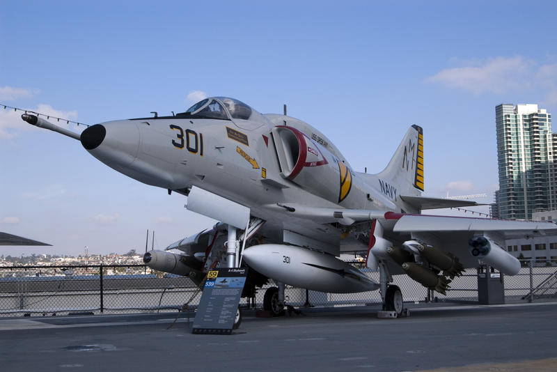 the Douglas A-4 Skyhawk is a carrier based ground attack aircraft used by the US navy
