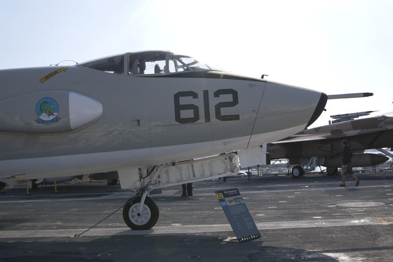 A Douglas A-3 Skywarrior Navy Bomber Aircraft onboard the USS midway floating museum