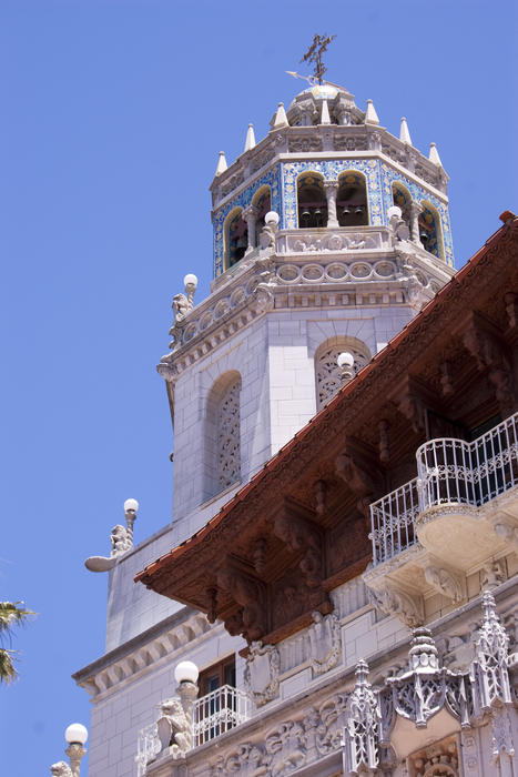 Editorial Use Only: details on the exterior of Hearst Castles Casa Grande, built in the Spanish Colonial Revival style