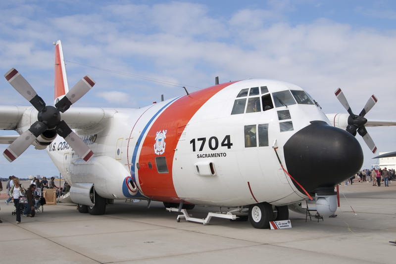 editorial use only : front view of a us coastguard HC-130 Hercules