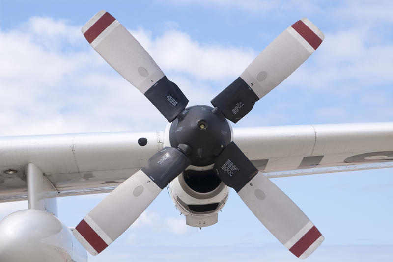 propeller on a coastguard hercules aircraft