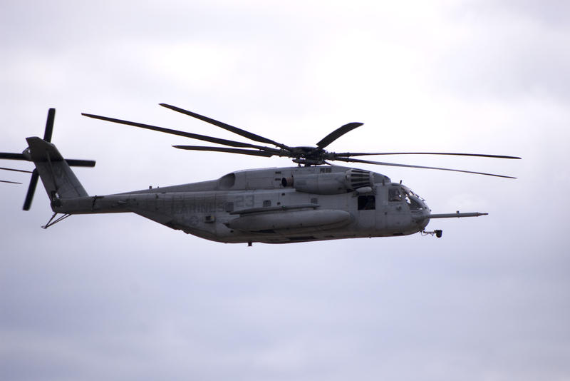 A US Navy Super Stallion Helicopter in flight