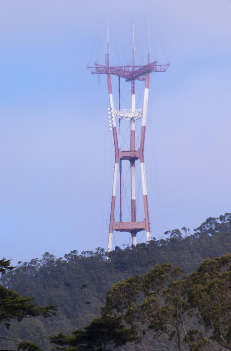 San franciscos landmark antenna tower standing on top of on Clarendon Heights in the cities south east