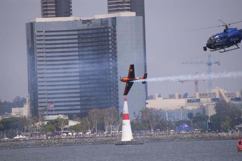editorial use only : a plane competing in the red bull air race san diego