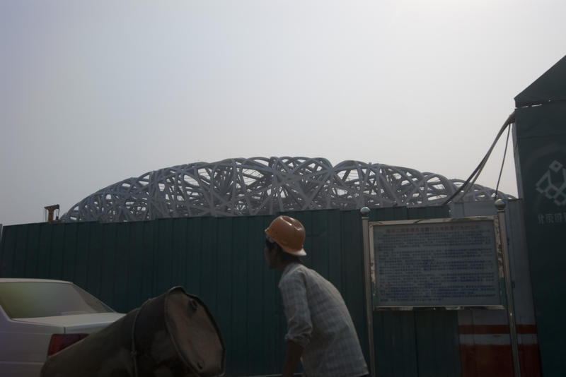 construction of the birds nest stadium in beijing, china