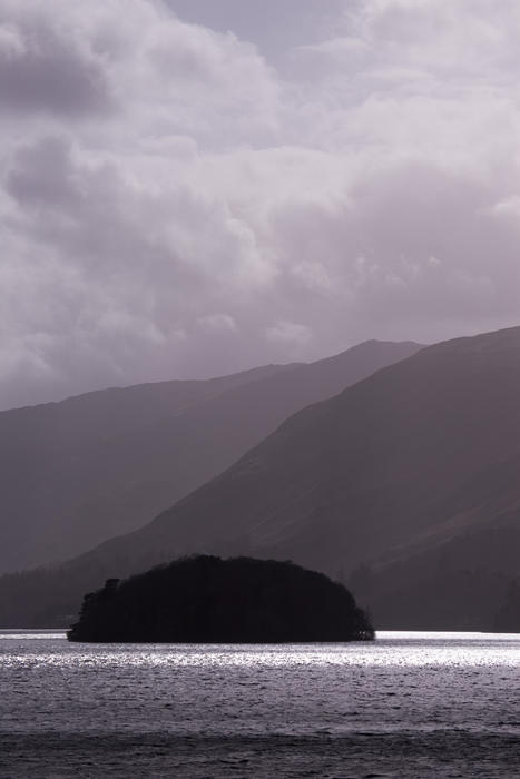 lords island in the middle of derwentwater, lakeland, uk