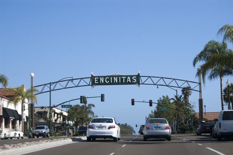 sign on the south coast highway 101 in encinitas