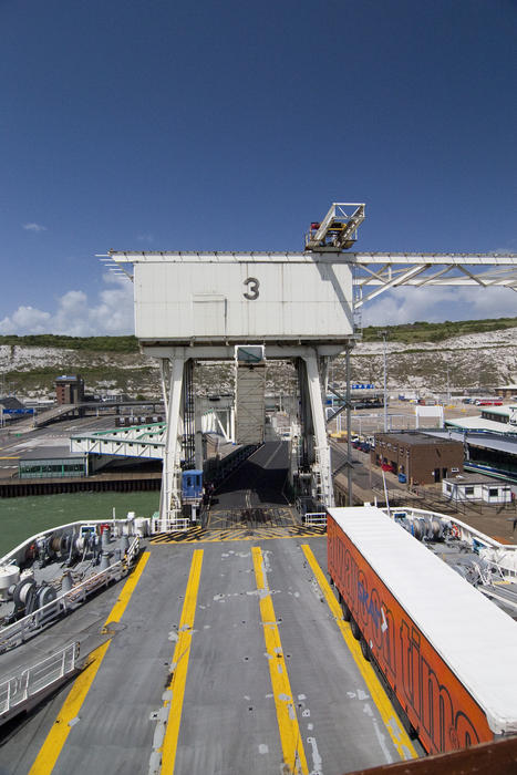 loading ramp on a roll on roll off channel ferry