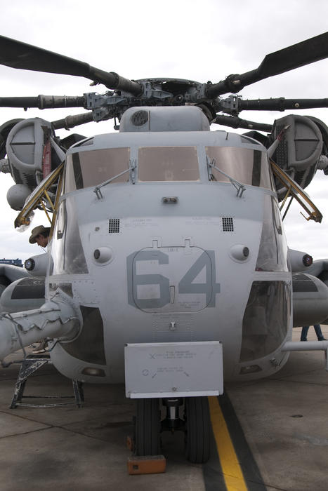 the front of a Navy Super Stallion Helicopter (CH-53)