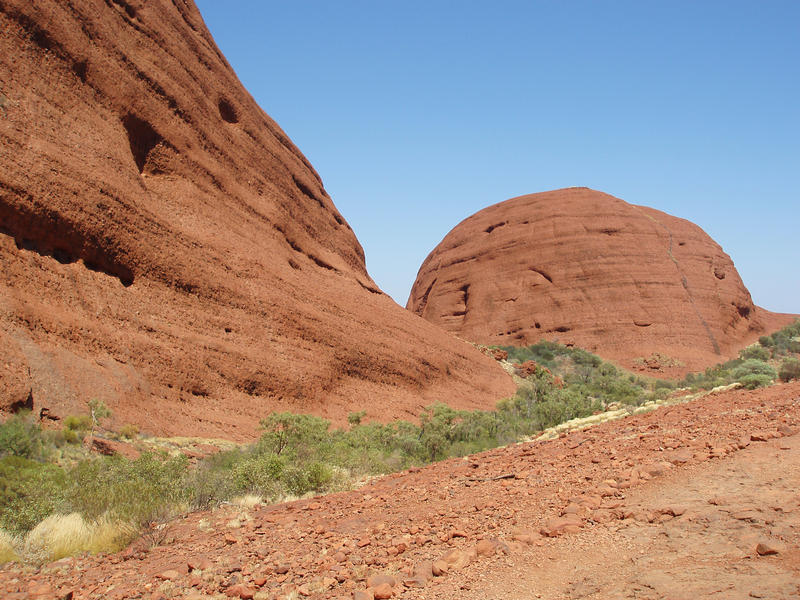 kata tjuta or the olgas, are a series or sandstone conglomorate formations in australias red centre