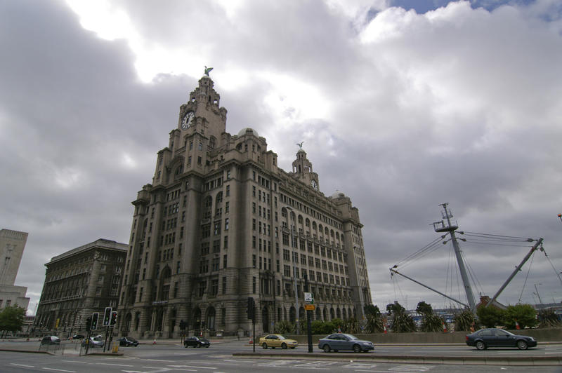 the landmark liver building on liverpools waterfront