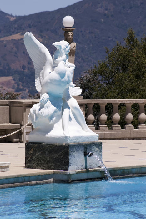 Editorial Use Only: Roman style white statues on the site of Hearst Castles Neptune Outdoor Pool
