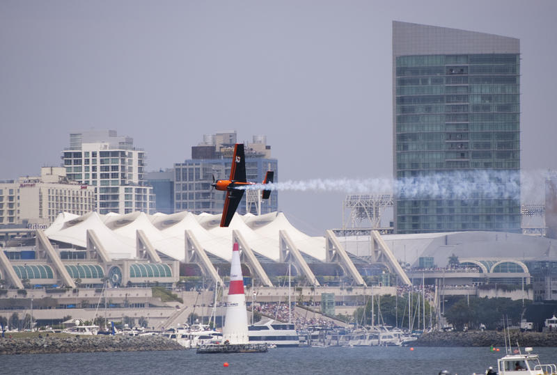 editorial use only : a plane in the red bull air race san diego