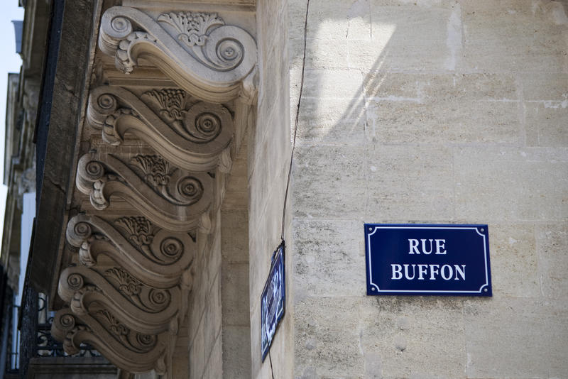 a traditional blue enamel street sign in france