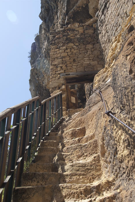 a flight of stairs carved into a cliff face