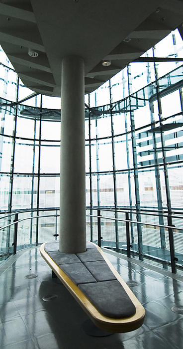 glass interior of the manchester urbis viewing gallery