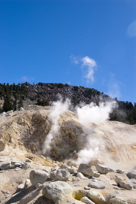 Geothermal Steam venting from the ground in the Lassen Volcanic National Park