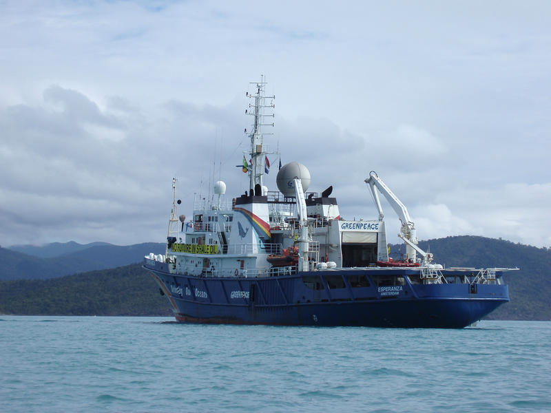 MV Esperanza Greenpeace Ship off shore