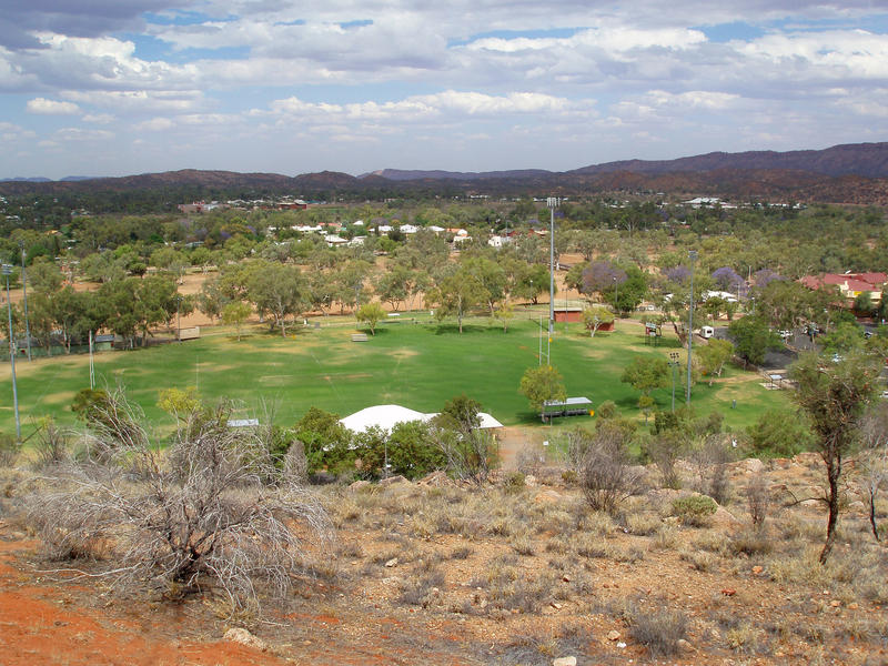 looking down from anzac hill to alice springs sports oval