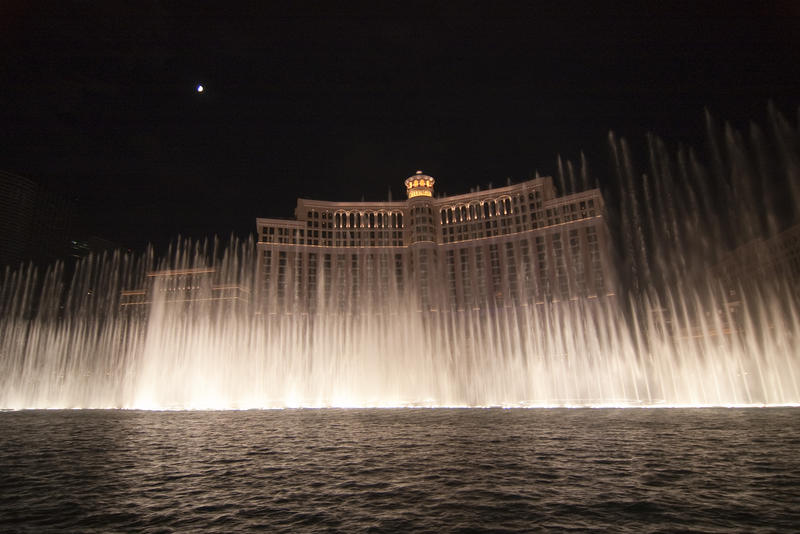 editorial use only: bellagio fountains show at night