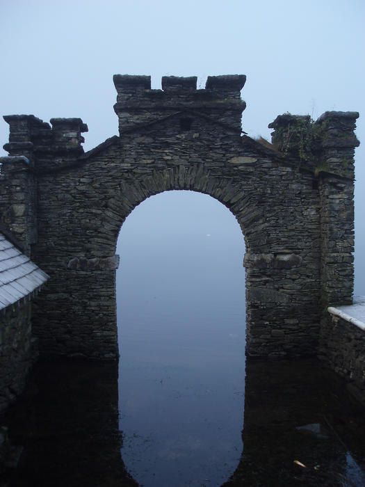 remains of an old boat shed at fell foot park, windermere, cumbria, UK