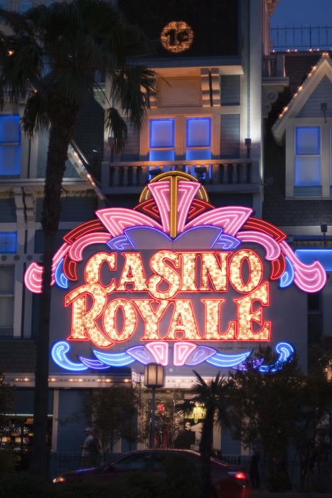 no property release: illuminated neon sign in las vegas, casino royale