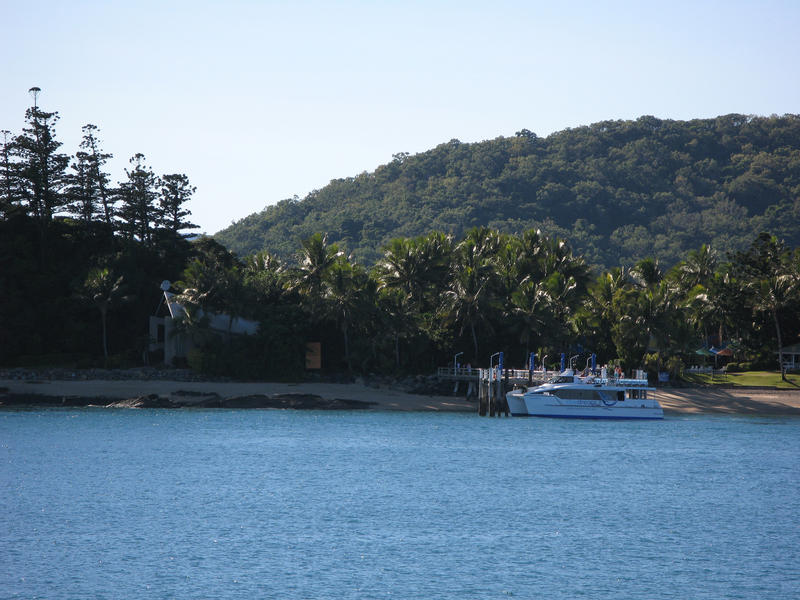 a ferry at the jetty on daydream island
