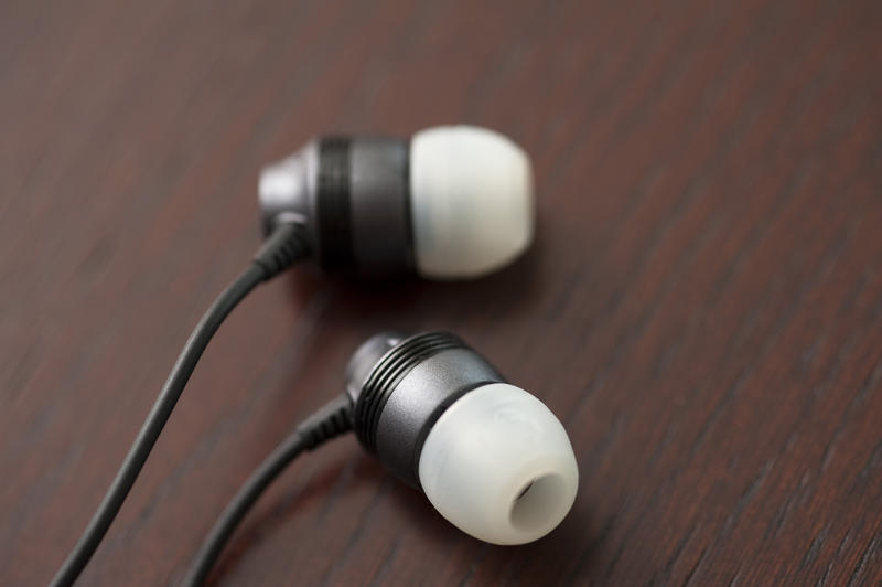 a pair of in ear mp3 player headphones