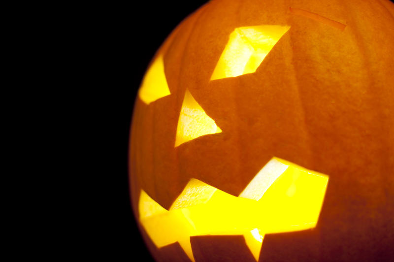a creepy halloween pumpkin lantern