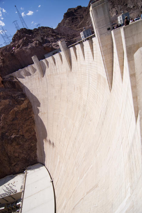 a wide angle view of the walls of the hoover dam