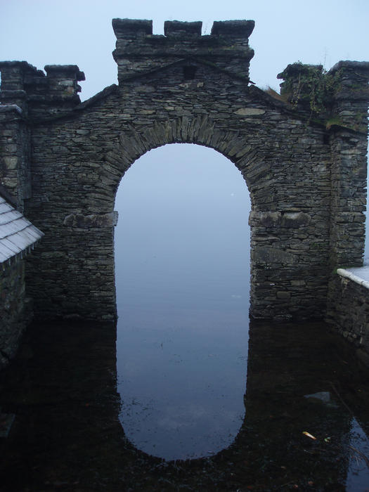 remains of an old boathouse at fell foot park, windermere, cumbria, UK