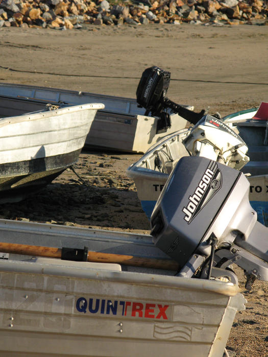 outboards on the back of small tender boats