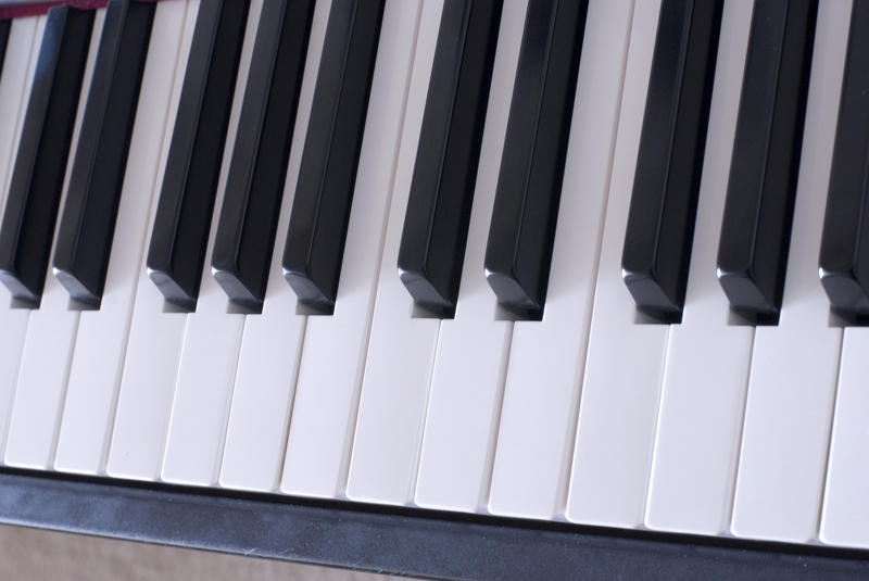 rows of keys on a piano keyboard