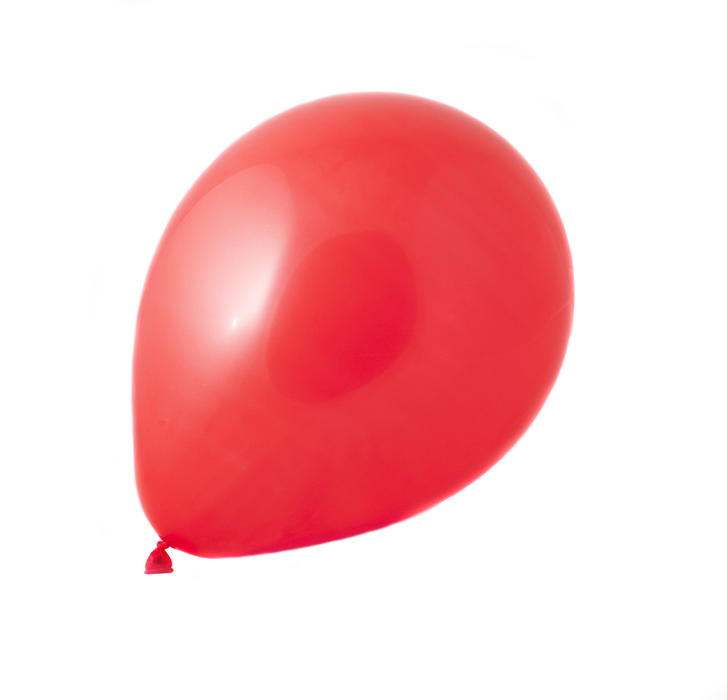 a singe red balloon isolated on a white background
