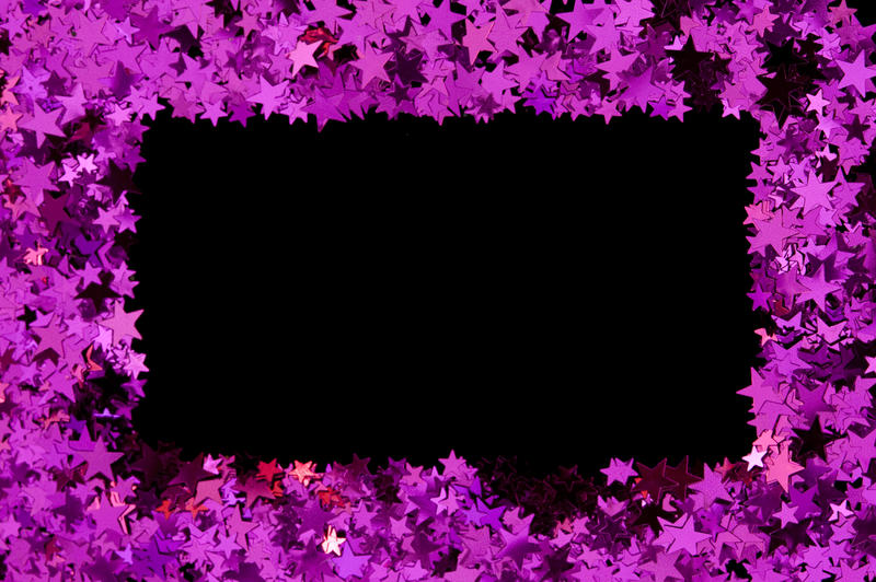 a frame or border of pink metallic stars with easy to select black centre