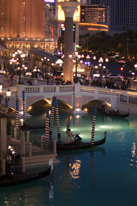 editorial use only: venice reconstruction outside the venetian casino, las vegas