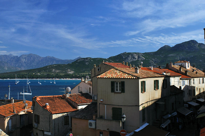 A view across Calvi old town towards the marina 
