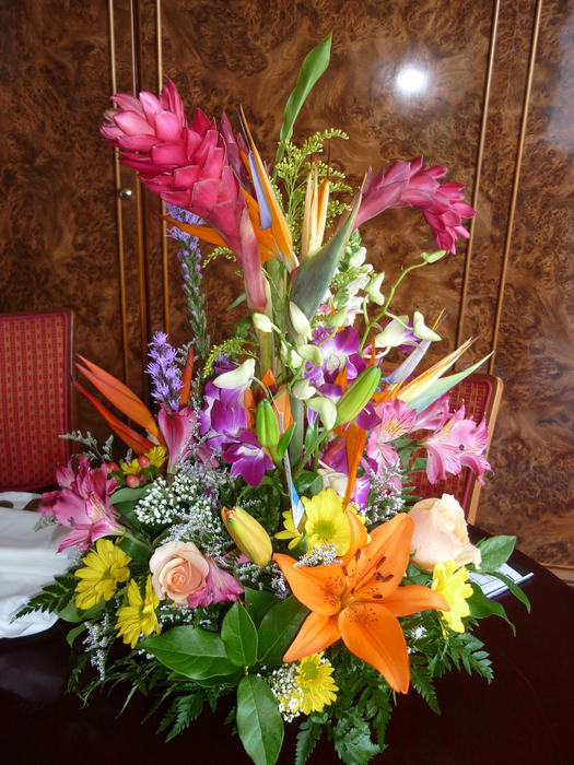 a sumptuous attractive arrangement of flowers