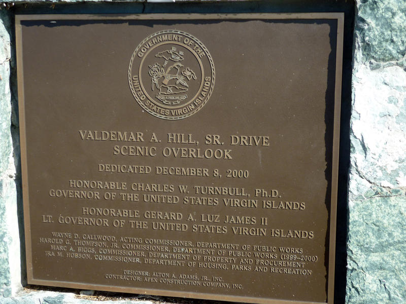 a plaque at the valdemar a. hill s. drive scenic lookput