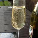5456   A glass of champagne in the garden 