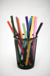 5381   Coloured pencil crayons in a container