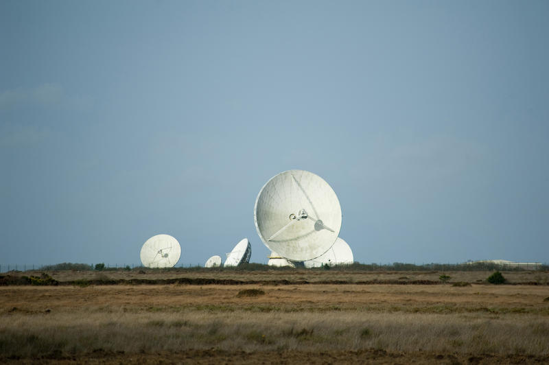 Goonhilly Earth Station on the Goonhilly, Hills, Lizard Peninsula, Cornwall built by British Telecom as a satellite communications centre which housed the first parabolic antenna known as Arthur