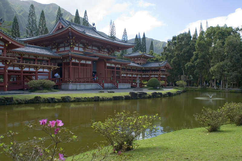 Byodo-In Buddhist Temple replica building in Hawaii.